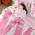 thumbnail image 4 of Castle Fairy Monogrammed Letter 7-Piece Twin Bedding Sets for Teens,Kawaii Bow Bedding Comforter Set,Dreamy Princess Breathable Sheet Sets,Lightweight Room Decor, 4 of 8