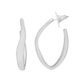 thumbnail image 2 of Time and Tru Women's Rhodium Tone Modern Hoop Earrings with Secure Post Back, 2 of 5
