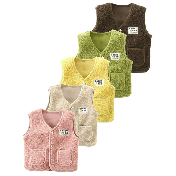 Toddler Girls Boys Vest Soft Waistcoat Sleeveless Jacket Lightweight Vest with Pocket Infant Sweet Spring Winter Clothes 1-8 Years