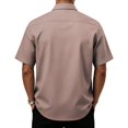 thumbnail image 4 of Casual Print Short Sleeve Shirt for Men Button Front Pocket Chest Top Breathable Summer Lightweight Blouse Work Travel Out Light Brown 5XL, 4 of 4