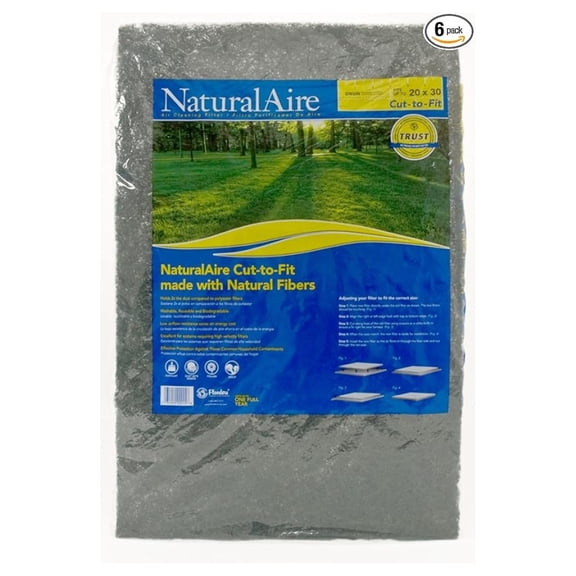 NaturalAire SM1006 Cut-to-Fit Synthetic Air Filter, MERV 4, 20 x 30 x 1-Inch, 6-Pack, Color may vary