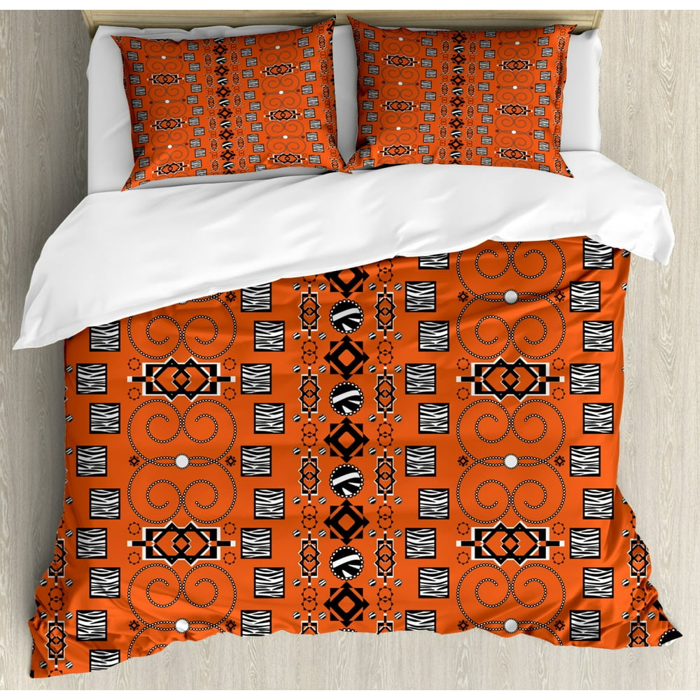 African Duvet Cover Set, Ethnic Tribal Pattern with Traditional