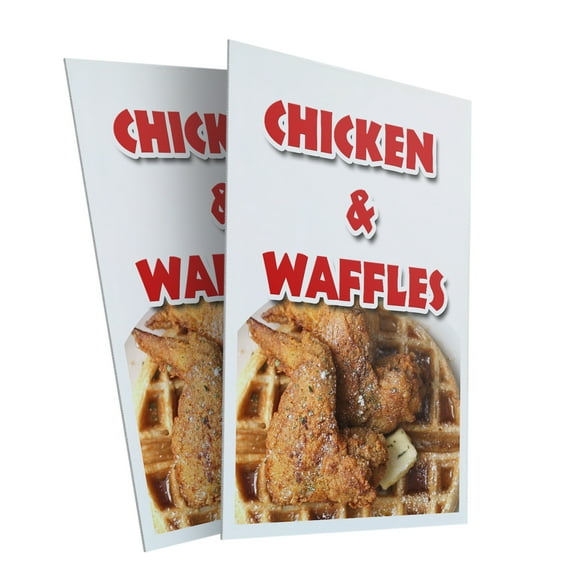 Chicken & Waffles (2-PACK) 24" x 36" Plastic Signs | Sign Insert 4mm Corrugated Plastic Signs Storefront Window Poster