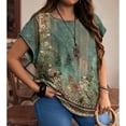 thumbnail image 7 of SOMER Plus Size Tops For Women Vintage Floral Print Loose Short Sleeve T-Shirt Casual Summer Crew Neck Top, 7 of 7
