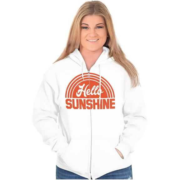 Hello Sunshine Positive Vibes Beachy Zip Hoodie Sweatshirt Women Brisco Brands S
