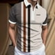 thumbnail image 2 of Camisas Hombre Manga Larga Camiseta estampada de manga corta con cremallera y solapa a la de primavera y verano para hombre (Khaki, L), 2 of 6