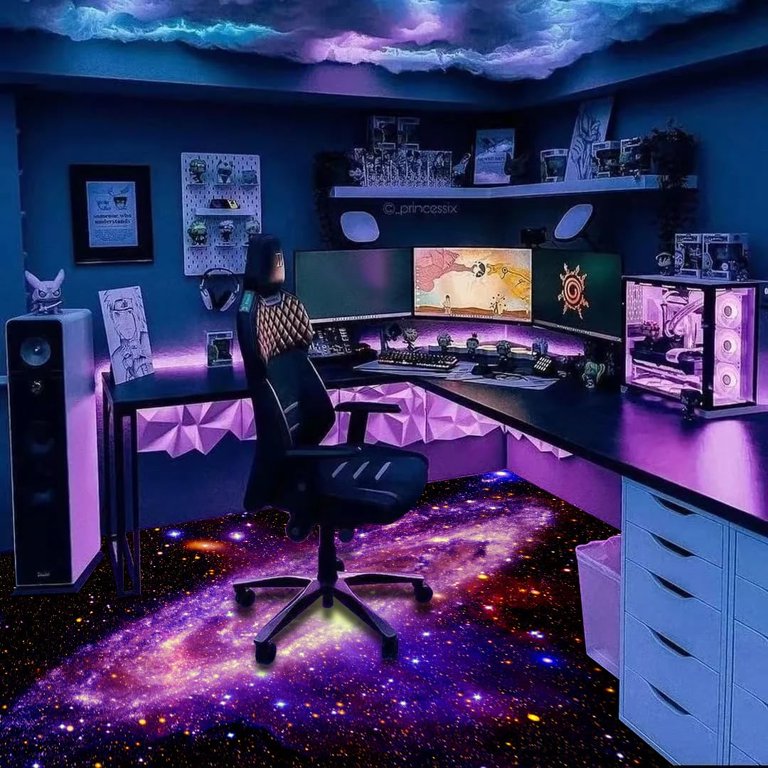 Neon Galaxy Area Rug, Blacklight UV Reactive Outer Space Glitter