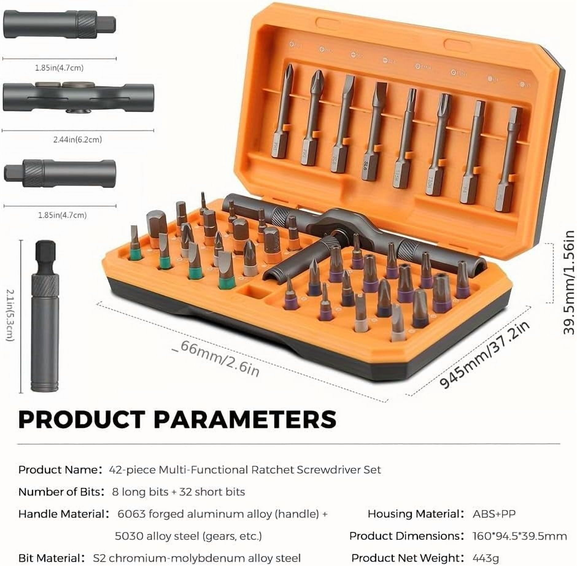 2025 Upgrade Velocitybe 42 in 1 Magnetic Screwdriver Set, Mixture Ratchet Screwdriver Set, Multi Bit Magnetic Drive Sets with Detachable Handle, Repair Tool Kit for Furniture Computer