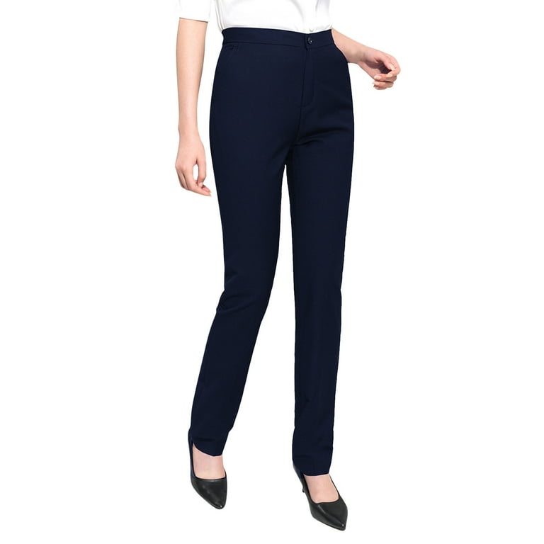 JDEFEG Womens Plus Size Work Pants Office Casual Women's Work Straight High  Waist Chinos Button Straight Long Trousers Pants Pants Suit Pants Work