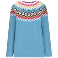 thumbnail image 4 of Frostluinai Chandails en Tricot à Blocs de Couleur pour Femmes Manches Longues Motif Fair Isle Chandail Col Rond Chandails Vintage Automne Chandails Raglan, 4 of 6