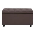 thumbnail image 3 of SIMPLIHOME Cosmopolitan 34 inch Wide Rectangle Lift Top Storage Ottoman in Upholstered Chocolate Brown Tufted Faux Leather, Footrest Stool, Coffee Table for the Living Room, Bedroom and Kids Room, 3 of 8