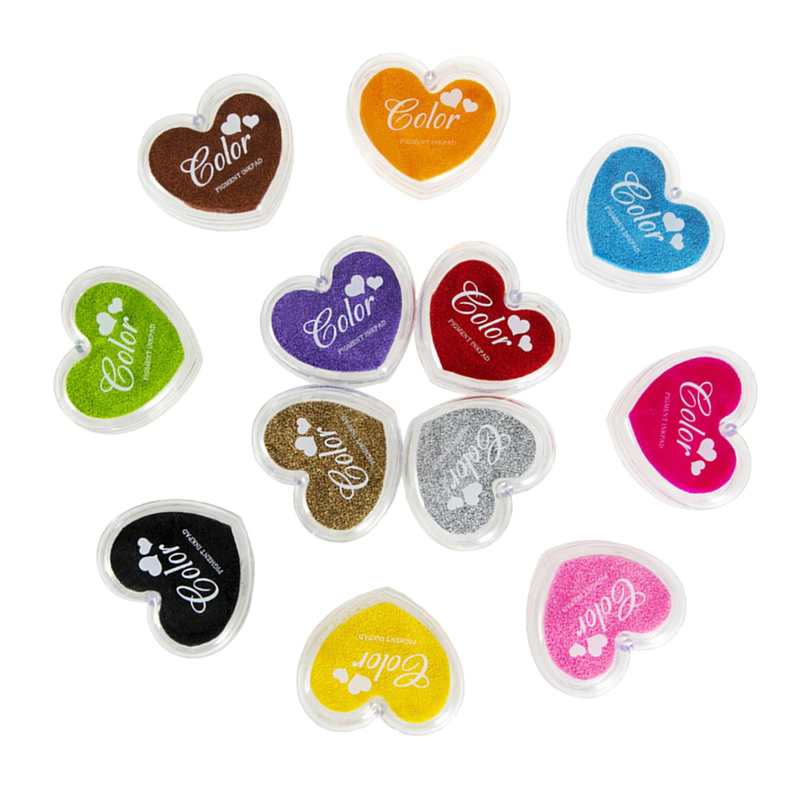 Heart Rubber Stamps Craft Pigment Ink Pad For Paper Wood Fabric 12 Colours Pick 