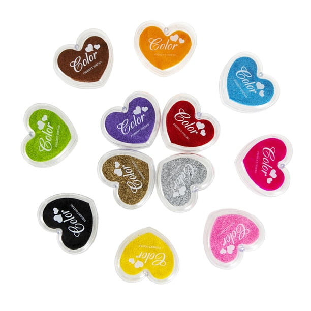 12 colores Almohadillas de estampillas de tinta no tóxicas, almohadillas de tinta para niños, almohadilla de tinta de sello de artesanía lavable para Baoblaze Pad de la tinta de pintura de los dedos
