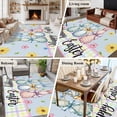thumbnail image 5 of Large Area Rugs for Living Room Bedroom, Easter Bunny 5'x8' Rug Washable Carpet Runner Indoor Outdoor, Spring Watercolor Polka Dot Flower Plaid Blue Non Slip Floor Mats Rug for Kitchen, Bathroom, 5 of 8