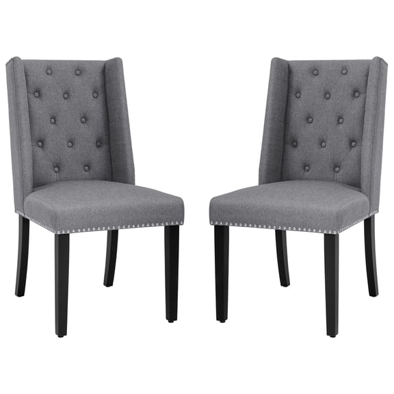 NiamVelo Dining Chairs Set of 2 Fabric Upholstered Kitchen Chairs Dining Room Chairs with Solid Wood Legs for Kitchen Restaurant and Living Room, Grey