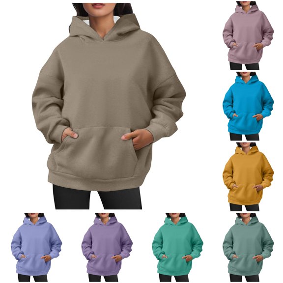 Tanghaowl Women's Sweatshirt Ladies Fall Winter Casual Loose Fun Letter Floral Print Hoodie Sweatshirt Khaki XL