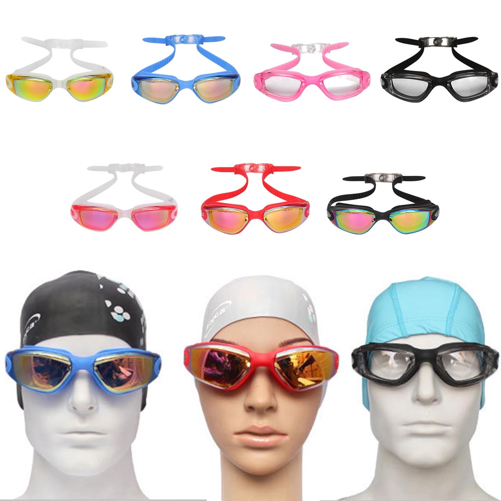 Taqqpue Swim Goggles for Adult Swimming Equipment Waterproof and AntiFog High Definition