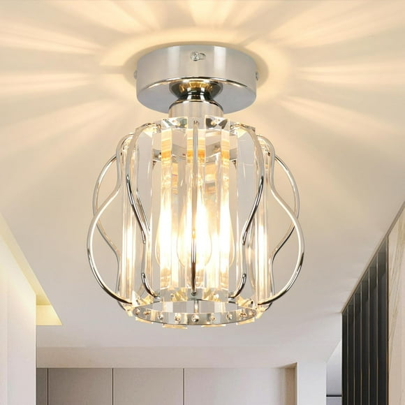 AIR-Hallway Ceiling Light Fixtures,Flush Mount Ceiling Light Fixture Hall Lights Mount E26 Hallway Lighting for Foyer Entryway Bedroom Bathroom Closet Living Room(Silver)