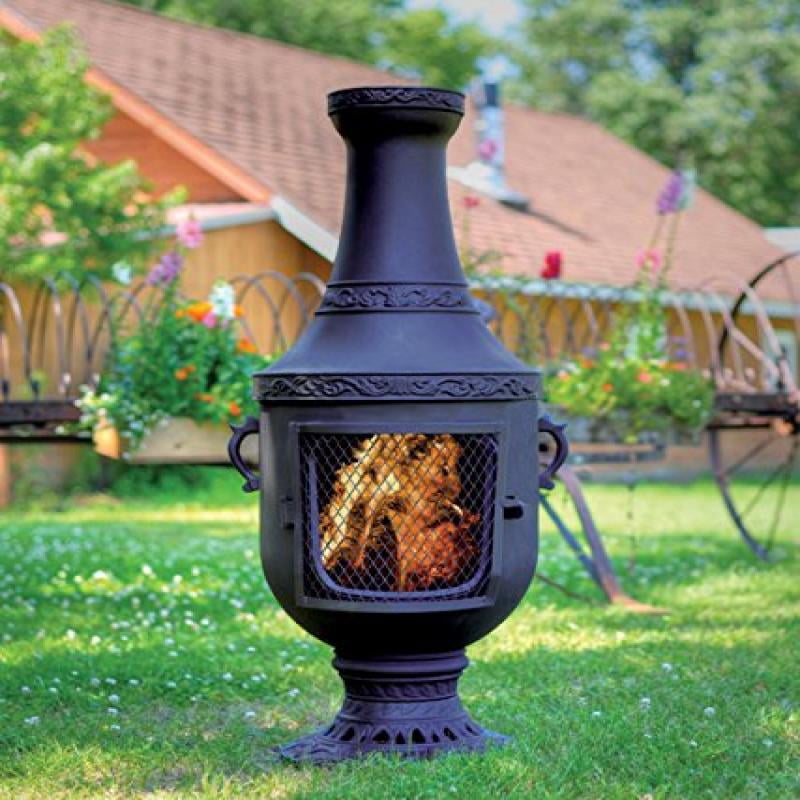 Outdoor Chiminea Fireplace Venetian in Charcoal Finish (Gas Fueled) by
