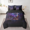 thumbnail image 2 of jejeloiu Magic Animal Dragon 7pcs Bedding Comforter Set,Ancient Fantasy Theme Queen Bedding Sets,Purple Black Queen Sheet Sets For Boy,Microfiber Bedroom Decor Reversible, 2 of 8