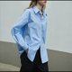 thumbnail image 4 of Camisas Casuales de Mujer, Camisa de Larga con Botones, Moda Deportiva. Azul M, 4 of 8