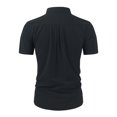 thumbnail image 4 of Men Solid Button Down Beach Shirts Short Sleeve Loose Tops Holiday Blouse Tee Handsome Casual Shirt Black L, 4 of 4