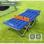 GVDV Folding Camping Cot for Adults with 2 Sided Mattress - 75 x 28 Cot, 1200D Oxford Portable Cot Bed with Carry Bag for Camp Travel Guest, Blue