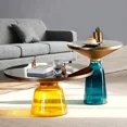 thumbnail image 2 of Mesa de té de cristal de lujo Retro europea, sofá para sala de estar, mesa auxiliar combinada, mesa de centro, mesas auxiliares para balcón, vidrio templado, 2 of 4