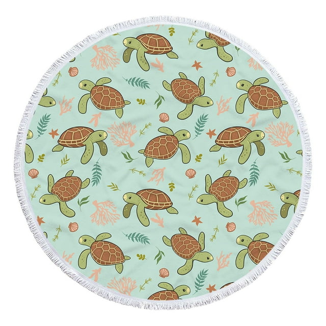 Danhjin Diy Tente pour Enfants Ronde Imprimée Serviette de Plage en Microfibre Super Colorée Serviette de Bain Anti-Sable Couverture de Plage Tapis de Plage Serviette Multi-Usage pour Voyage Piscine