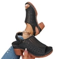 thumbnail image 4 of Hurxie Platform Sandals for Women Sling Wedge Sandals Hollow-Out Low Heel Open Toe Ankle Boots Cutout Shoes Slingback Sandals Black 41, 4 of 7