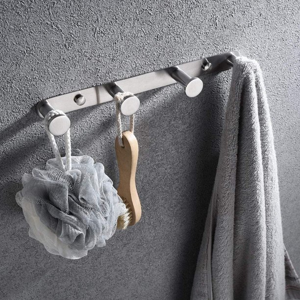 Gancho para toallas de pared Perchero con gancho Gancho para toallas de pared de acero inoxidable 304 adecuado para puertas de baño y cocina 4 ganchos cepillados brillar Electrónica