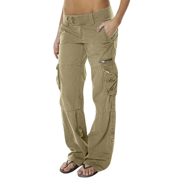 Women's Multi Pockets Utility Cargo Pants Casual Cotton Straight