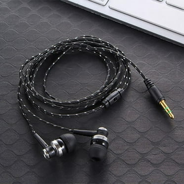 TONAIN In-Ear Earbuds with Tangle-Resistant Cord, Black, Stereo Sound, Braided Cable