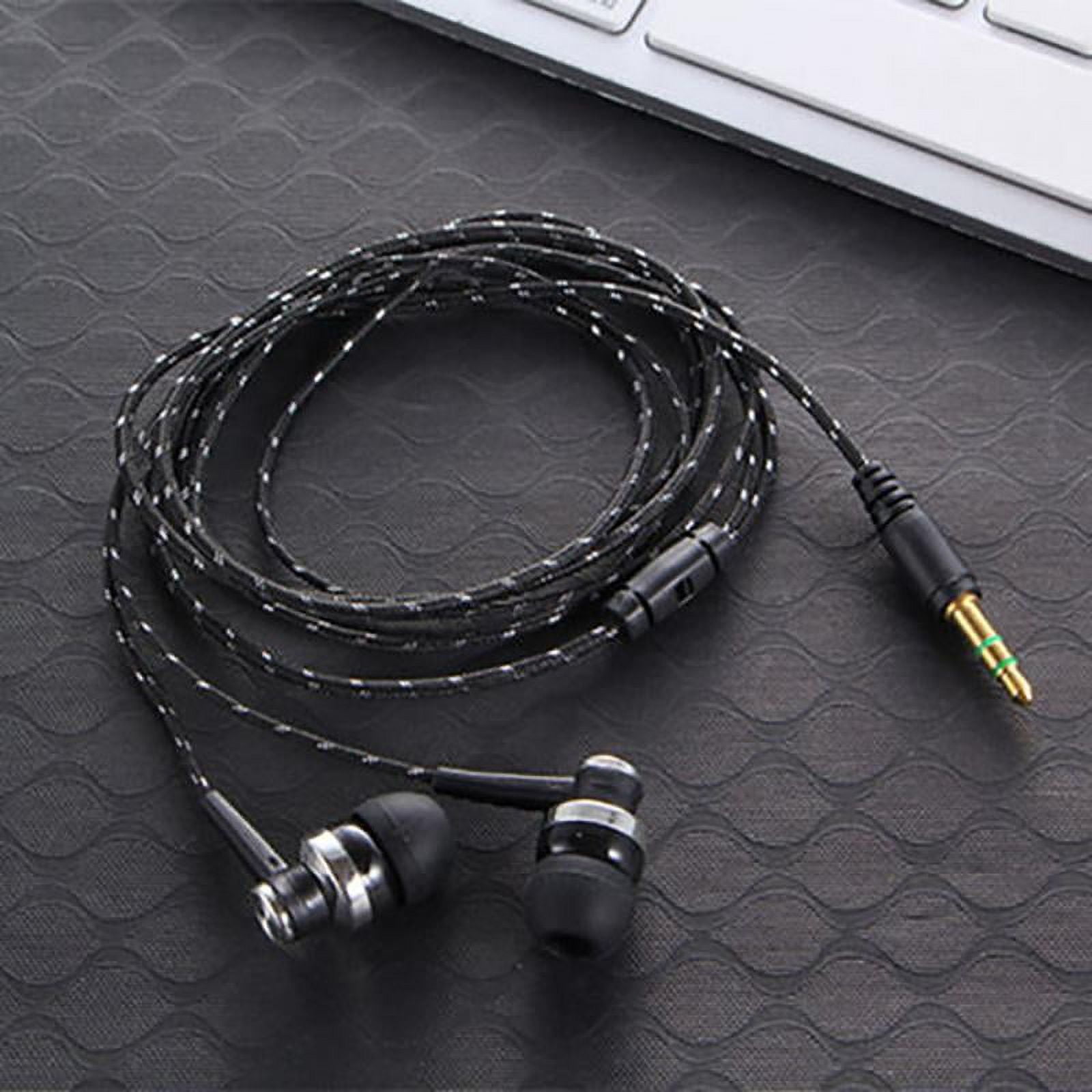 TONAIN In-Ear Earbuds with Tangle-Resistant Cord, Black, Stereo Sound, Braided Cable