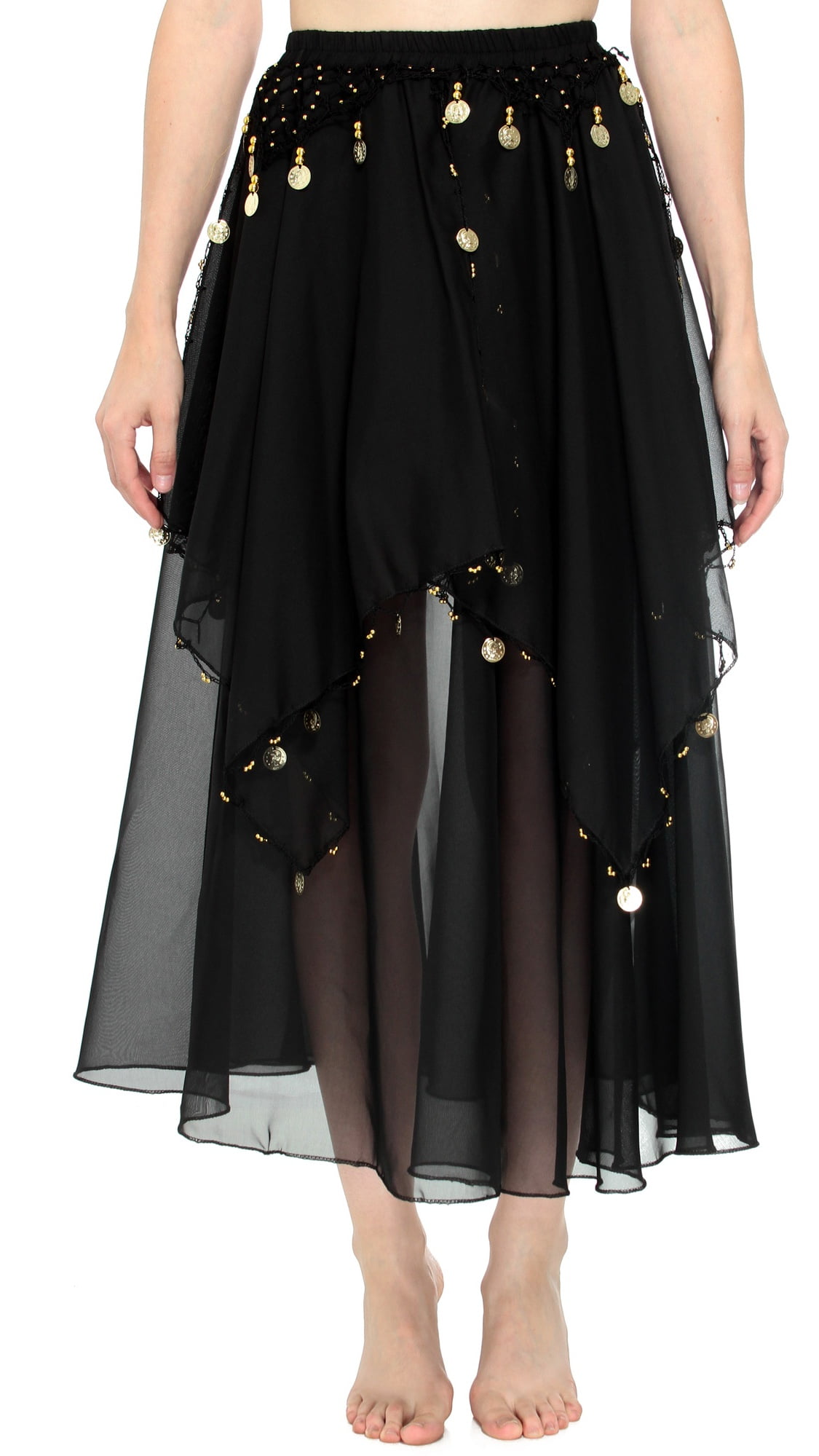 BASILICA Long Sheer Flowy Chiffon Belly Dance Skirt Costume Dancewear