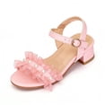 thumbnail image 5 of newwalpole Girls Sandals Flower Low Heels Open Toe Summer Dress Shoes for Toddler Little Big Kid Pink for Size 1, 5 of 9