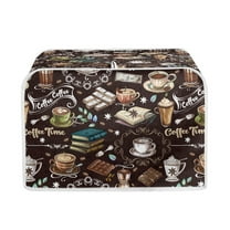 Yuyamidu Coffee Theme Toaster Covers 2 Slice Bread Toaster Oven Dust Protection Cover Universal Wide Slot Small Appliance Dustproof Cover for Home Kitchen Counter
