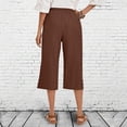 thumbnail image 5 of Womens Summer Capri Pants Casual Elastic Waist Wide Leg Beach Vacation Cropped Pant Lightweight Fashion Loose Drawstring Capris with Pocket, 5 of 6