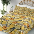 thumbnail image 3 of Ambesonne Emoji Fitted & Top Sheet Set with Shams, Graffiti Design Funny Faces, Mustard and Orange, 3 of 5
