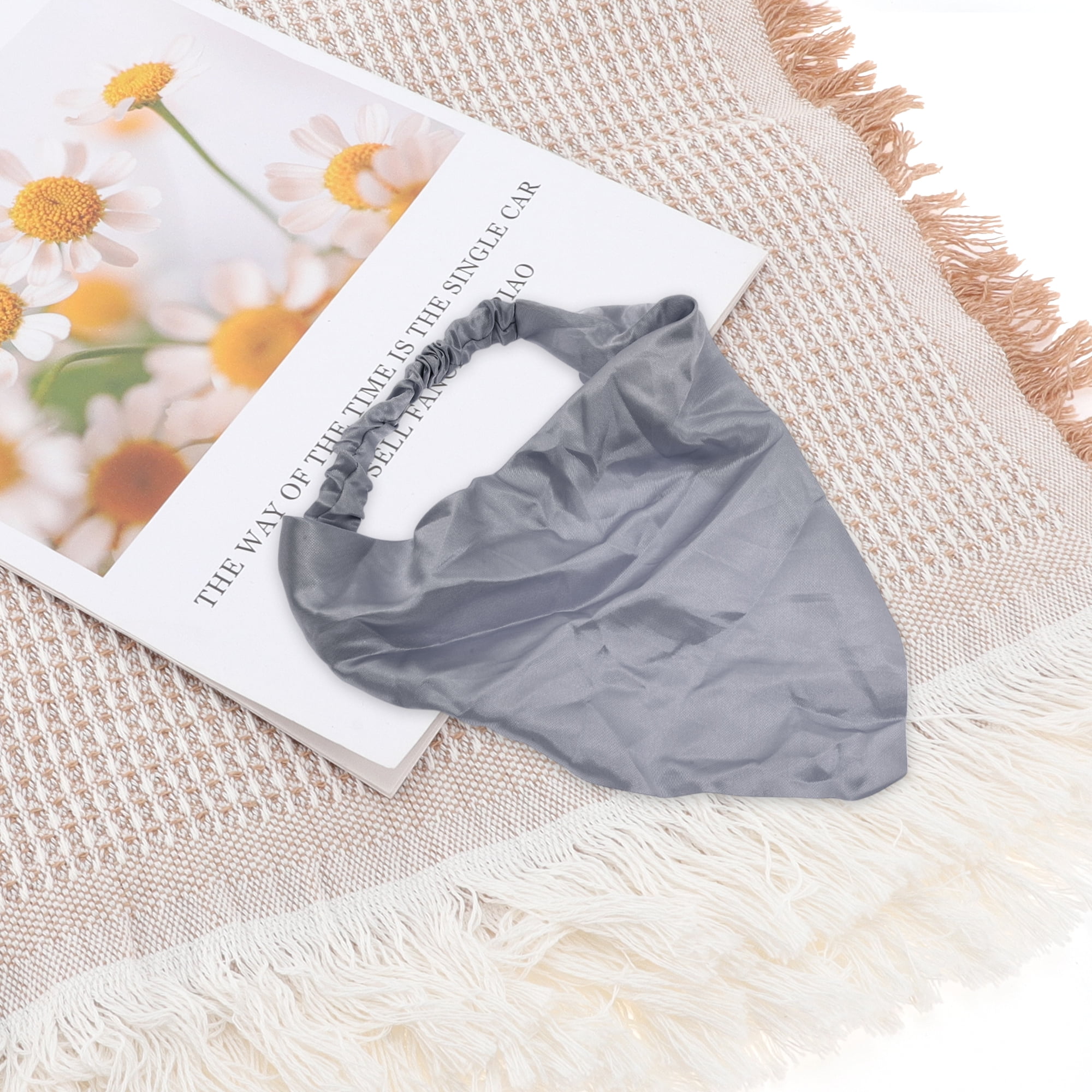 Unique Bargains 1pc Fashion Satin Headwrap for Everyday Use Dark Gray