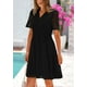 thumbnail image 4 of Vestido PRETTYGARDEN de manga corta con cuello en V para mujer, negro, 4 of 9