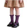 thumbnail image 2 of Spazoro Girls 10 Pairs Mid Calf Socks, Stretchy Soft Solid Color Cotton Casual Ruffled Crew Socks Purple Size 1T-12Y, 2 of 7