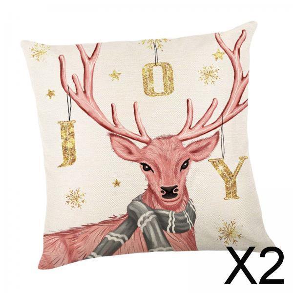 2x Funda de Almohada Navideña, Funda de Cojín Navideña, Decoración Navideña de 45x45cm, Funda de Almohada de Regalo de Navidad para Sala de Estar, 2 piezas
