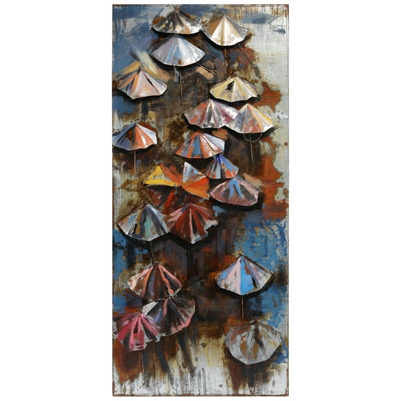 Empire Art Direct Umbrellas Hand Painted 3D Metal Wall Art, 80" x 36" x 2.8", Ready to Hang