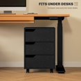 thumbnail image 4 of Black 3-Drawer File Cabinet with Wheels - Mobile Office Storage & Printer Stand for Home & Study - Compact Vertical Filing Cabinet (19.7" x 15.7" x 22.6"), 4 of 7