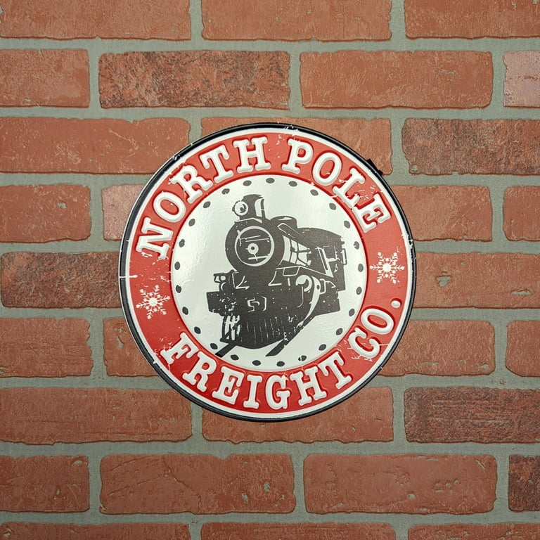 Metal North Pole Freight Co Train Sign Indoor Tin Wall Art Christmas Home Decor Metal North Pole Freight Co Train Sign Indoor Tin Wall Art Christmas Home Decor