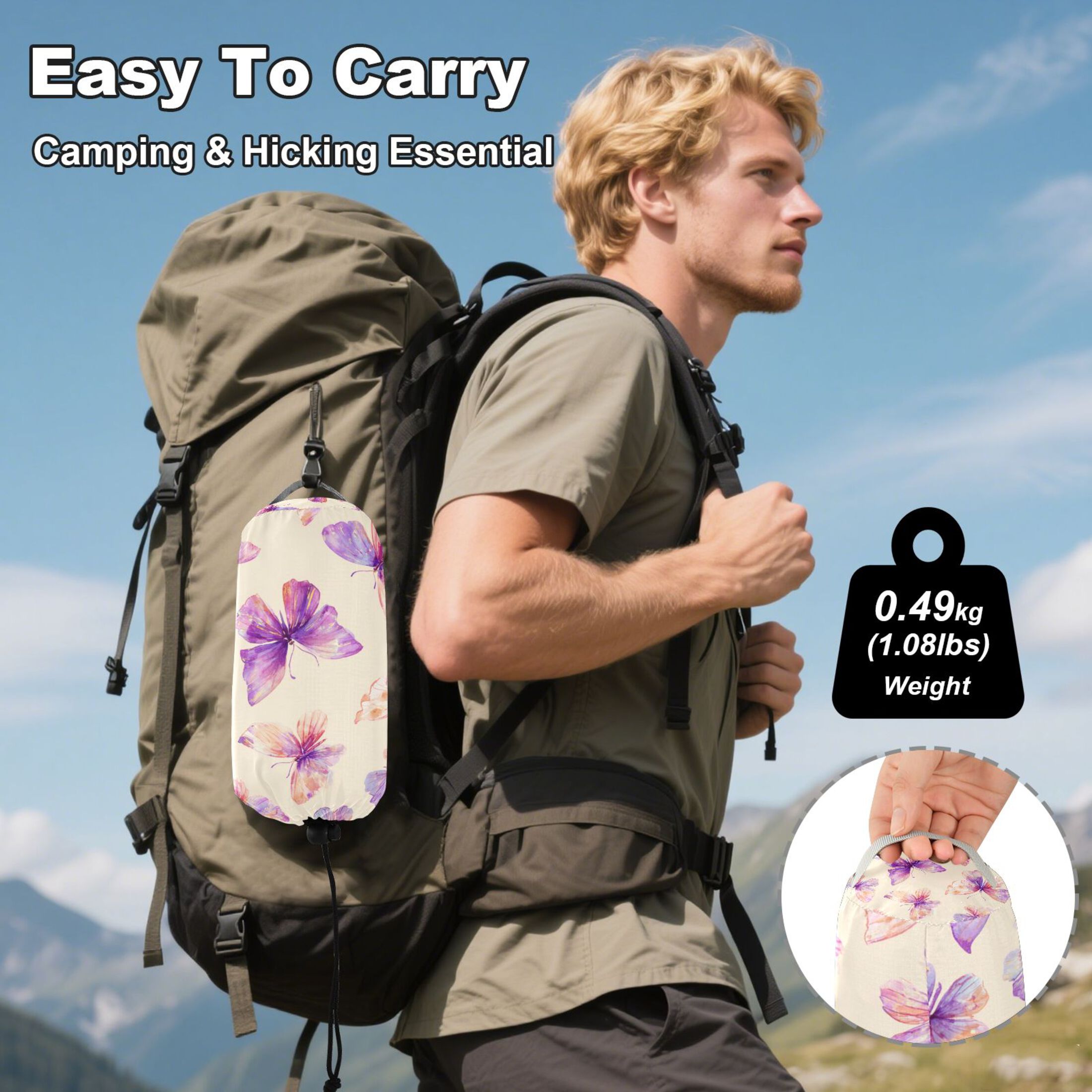 Hammock Camping Hammock Nylon Portable Hammock Travel Camping Hammock Purple Butterfly