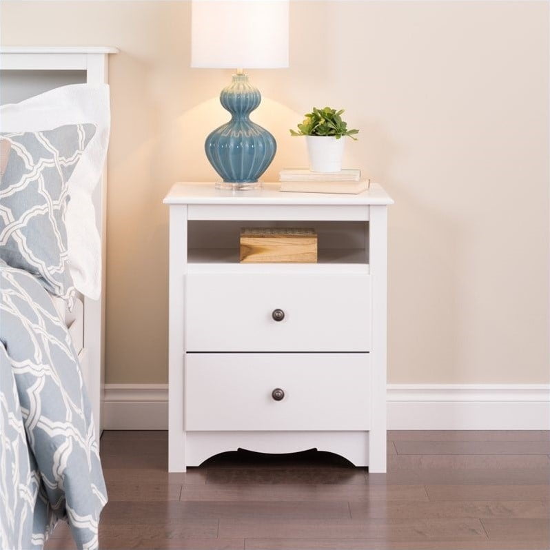 Kingfisher Lane Tall 2 Drawer Nightstand In White Walmart Com