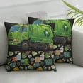 thumbnail image 3 of Green Garbage Truck Black Throw Pillow Covers Cartoon Trash Truck Pillow Covers for Home Sofa Bed Couch Boys Green Vehicle Car Cushion Covers Garbage Truck Pillowcases,, 3 of 7