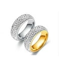 thumbnail image 2 of PAURO Women Cubic Zirconia Ring 8mm Curved Eternity Rings Stacking Cz Wedding Bands Silver Plated White Size 11, 2 of 4